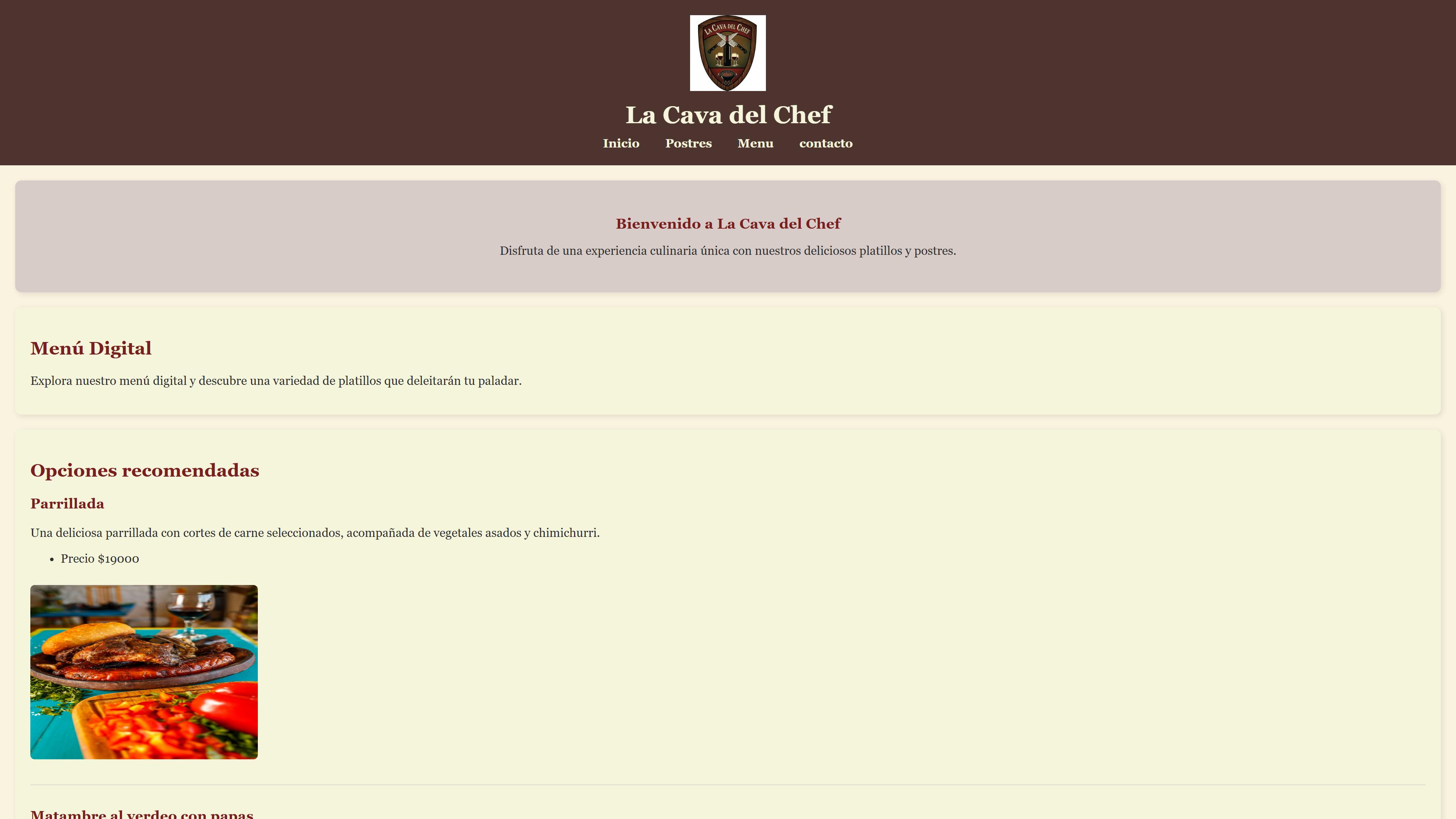 Vista previa del Proyecto menu-digital
